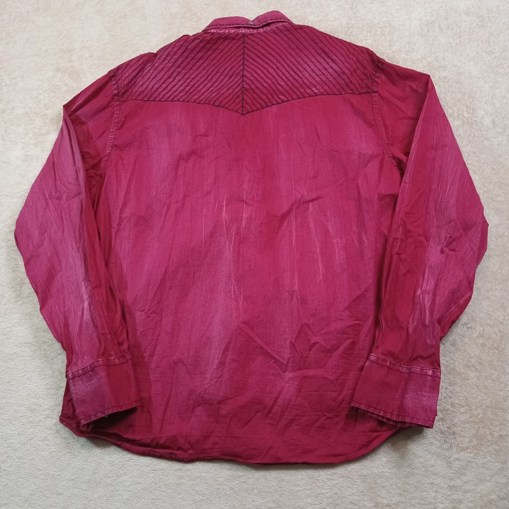 Roar Signature Embroidered Long Sleeve Button Up Stretch Shirt Men's XL Dark Red - Picture 2 of 6